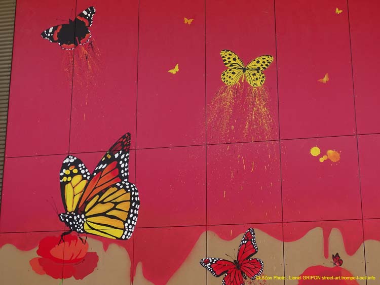 Coquelicots et papillons