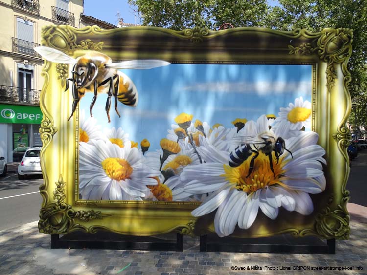 Abeilles et marguerites