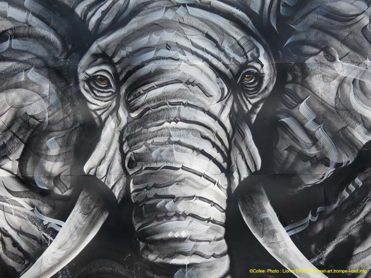 Éléphant et calligraphie